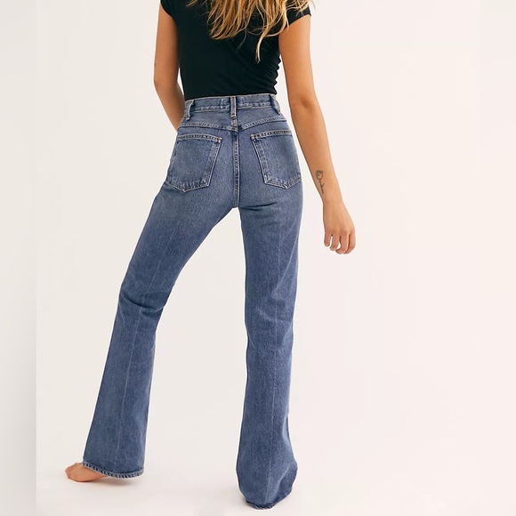 Free People Denim - Free People High Rise Raw Hem Flare Jeans